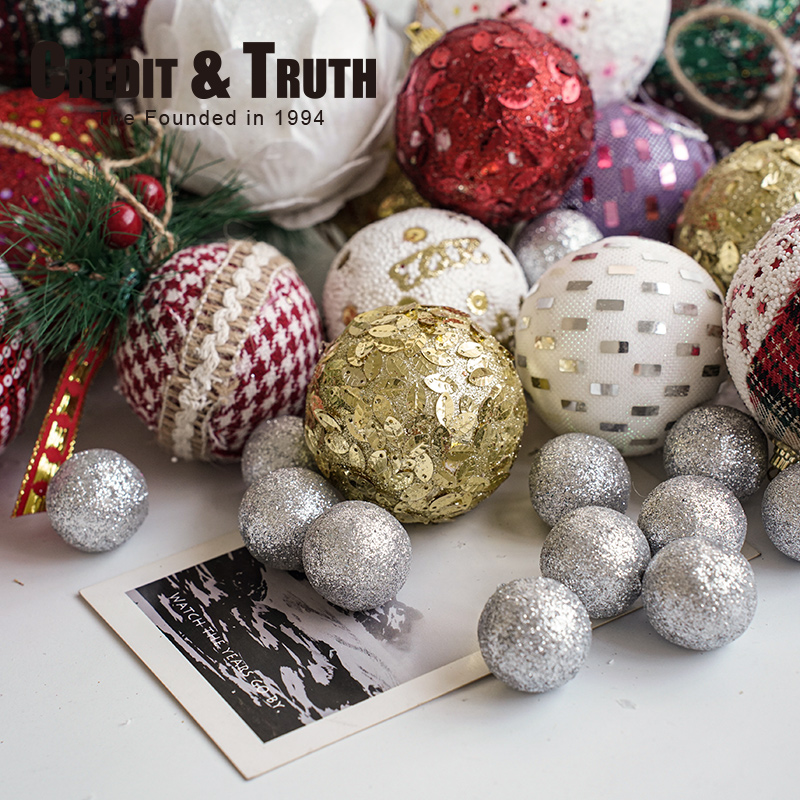 ct制带彩球圣诞球圣诞树挂件