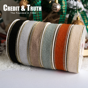 2.5cm限定圣诞节装 饰丝带圣诞毛毡带蝴蝶结发饰diy配饰绒面