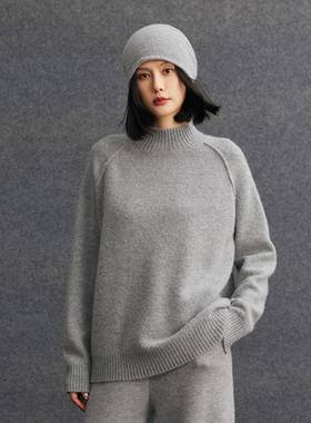 HE  |外缝插肩 加厚软糯baby山羊绒衫女高领针织衫宽松慵懒风毛衣