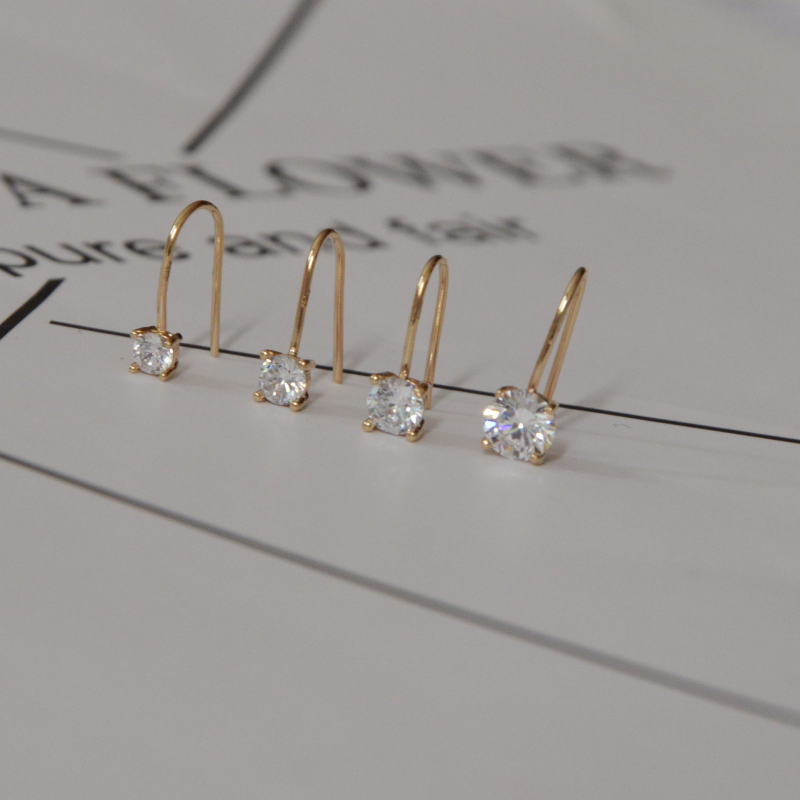 超闪镶嵌圆形锆石黄金女日韩耳钩