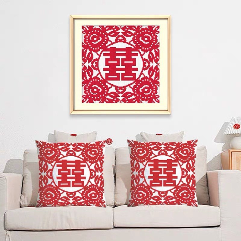 抱枕卧室十字绣KS结婚喜庆