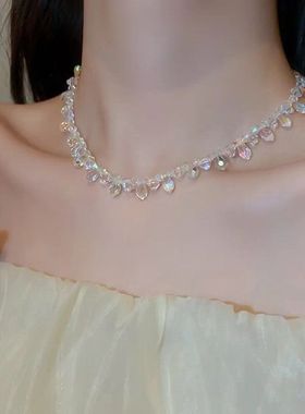 彩光水晶项链女气质简约锁骨链新款潮轻奢小众网红时尚颈链