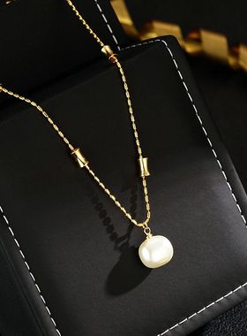 花阁原创高级感链颈链奶油白珠珠