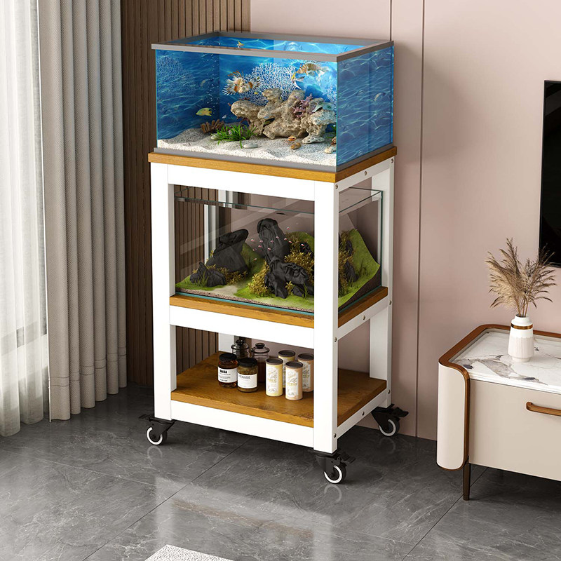 鱼缸专用架子鱼缸柜龟缸架客厅家用铁艺可移动带轮定制多层置物架
