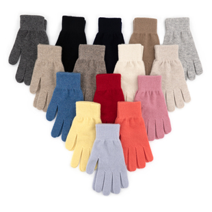热销特惠100%纯羊绒手套男女鄂尔多斯市产针织冬季 纯色分指手套