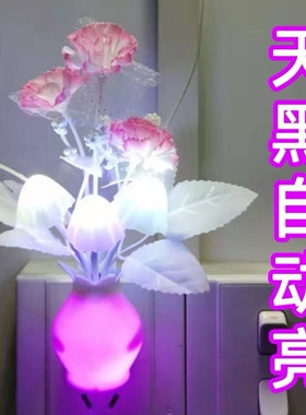 光控小夜灯七彩渐变led节能光感应婴儿喂奶卧室床头睡眠夜用夜灯