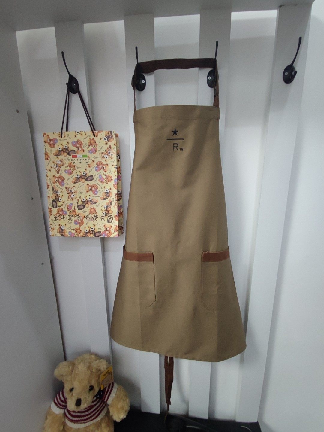 星巴克甄选 starbucks 门店专用咖啡师员工伙伴棕色围裙烘培定制