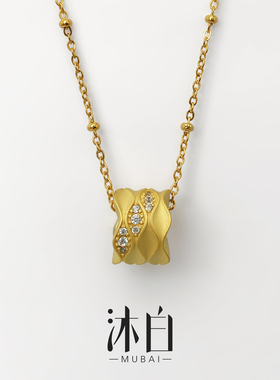 沐白MU水波纹925纯银配饰金项链