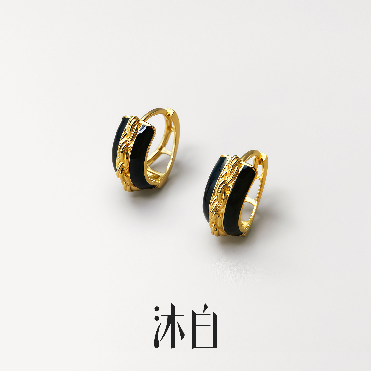 沐白MU独特编织麻花925纯银耳环