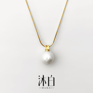 沐白MU珍珠项链925纯银单颗女夸张颈链2026新款爆款妈妈款年轻人
