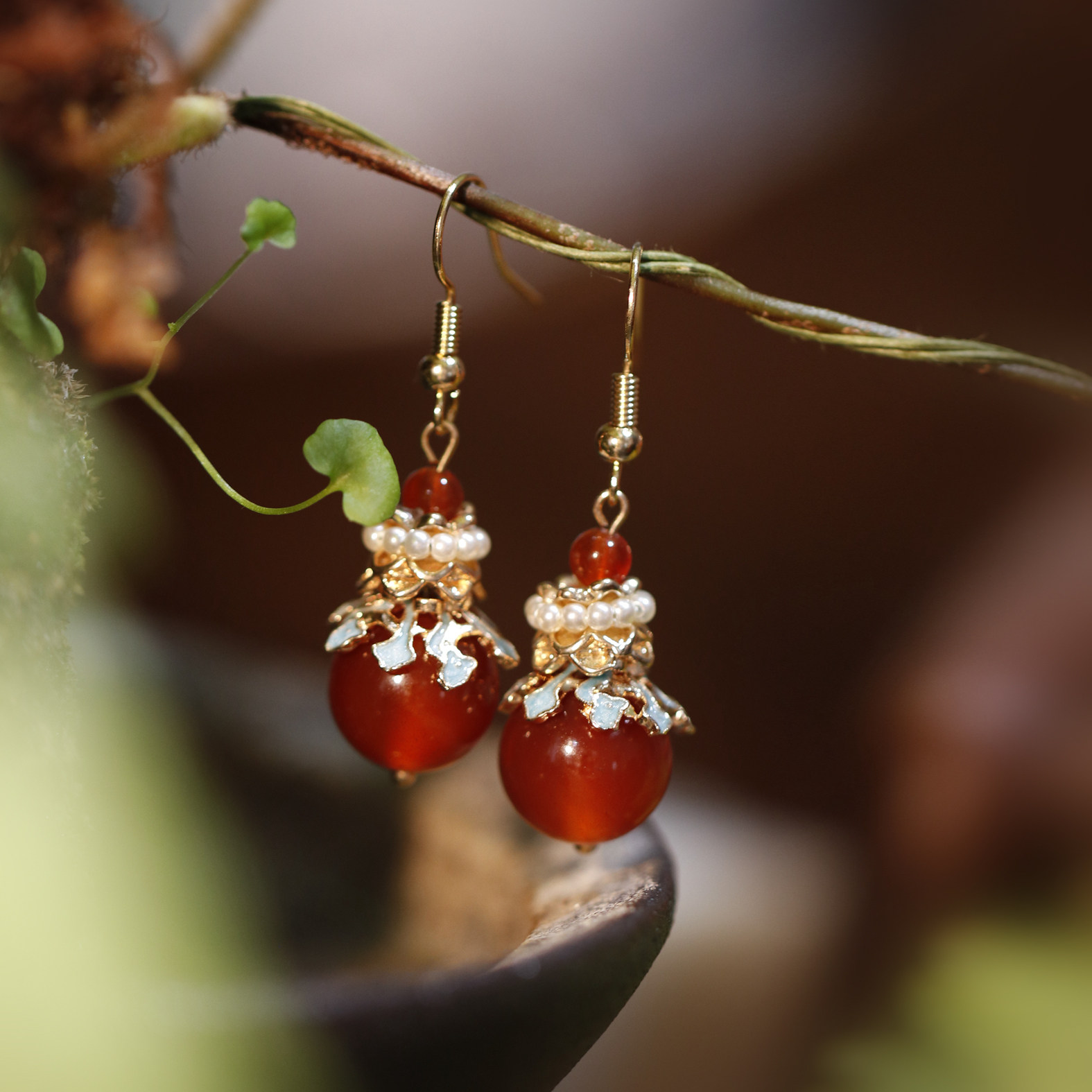 复古宫廷风红玛瑙百搭耳环女 高级感气质耳坠旗袍日常耳饰 新中式,饰品/流行首饰/时尚饰品新,耳环,淘宝优惠券,粉丝福利购,淘宝优惠卷