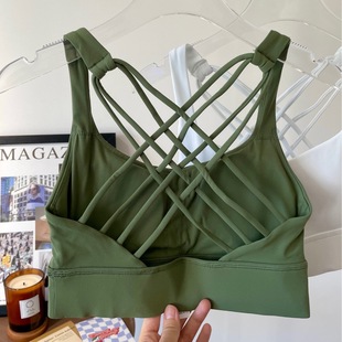带胸垫瑜伽背心上衣女士交叉速干运动内衣bra健身衣跑步吊带文胸
