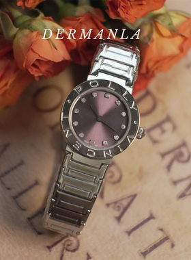 紫色韵彩 日本polly vincent中古复古彩色多色文艺石英手表女钢带