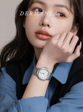 夜光鹦鹉螺 简约镶钻polly vincent钢带手表女冷淡夜光指针高级感