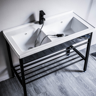 一米双槽盆陶瓷洗衣盆带搓板家用阳台洗衣池洗衣台酒店宾馆大尺寸