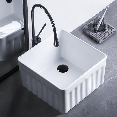 竖纹新款加深18cm陶瓷台上盆 家用卫生间大尺寸超深洗脸盆方水槽