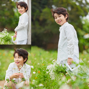 小童清新款纪实风贩卖春天主题摄影服装道具写真照影楼拍照衣服