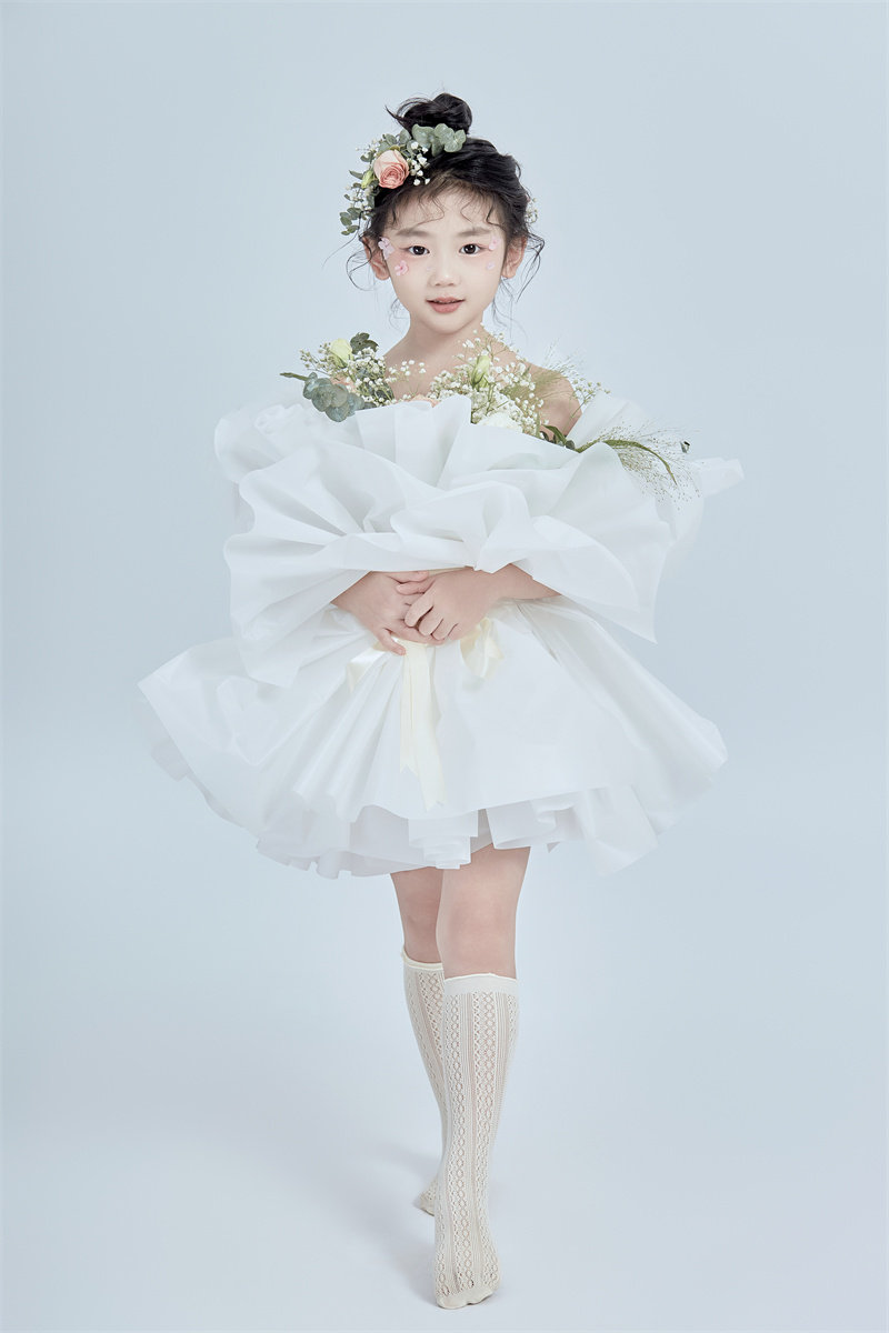 儿童摄影服装花束主题影楼拍照5-8岁时尚艺术照写真道具花朵女孩