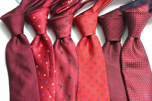 出口外贸原单真丝桑蚕丝色织领带男商务正装手打结婚红色8CM结婚