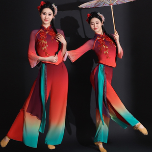 2026新款胶州秧歌古典舞演出服女飘逸中国风扇子舞蹈比赛表演服装