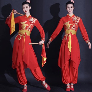 打鼓服女新款腰鼓喜庆成人演出服装鼓舞民族锣鼓队舞蹈喜庆秧歌舞