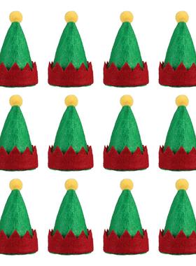 Amosfun 12pcs Mini Christmas Elf Caps Design Lollipop Hats