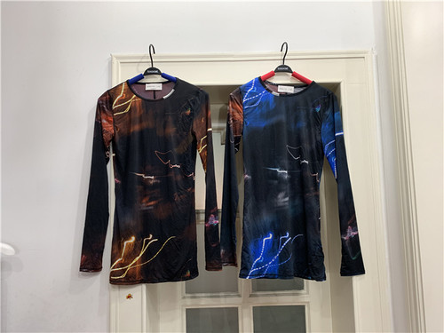 修身长袖印花薄款皮肤衣女款