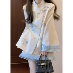 两件套新款 复古高级感盘扣上衣半身裙时尚 国风独特绝美套装 新中式