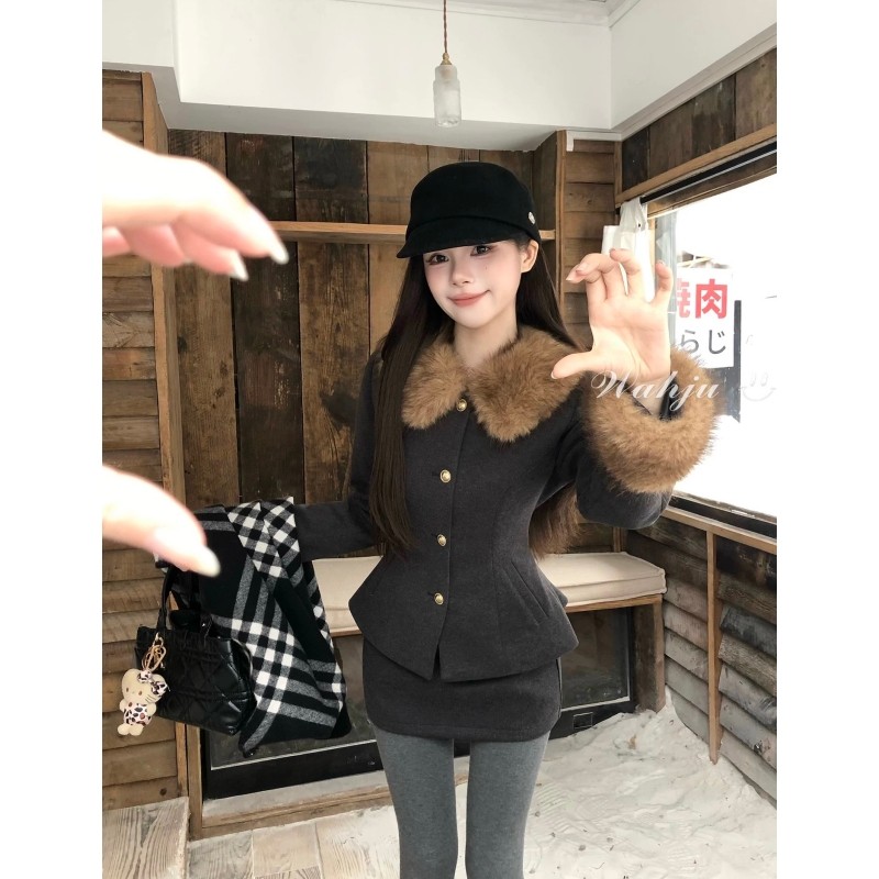 法式英伦风复古千金感毛外套高级感显瘦冬季外套半身裙两件套新款,女装/女士精品,时尚套装,淘宝优惠券,粉丝福利购,淘宝优惠卷