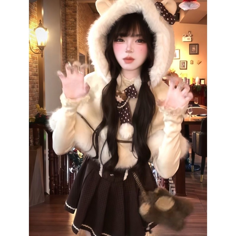 冬日氛围感斗篷套装千金感复古连帽斗篷针织打底衣吊带连衣裙套装,女装/女士精品,时尚套装,淘宝优惠券,粉丝福利购,淘宝优惠卷