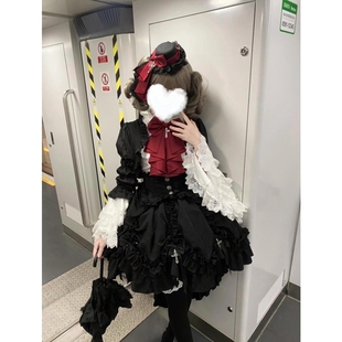 法式 衬衣拖尾蓬蓬裙子 超重工哥特风Lolita裙洛丽塔坎肩外套喇叭袖