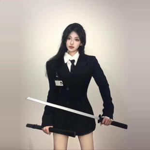 学院风西装 休闲西服收腰显瘦外套女秋冬百搭衬衣短裙 辣妹穿搭套装