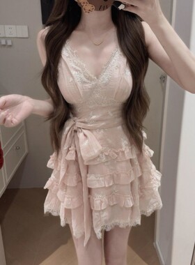 温柔风甜美doll粉色连衣裙