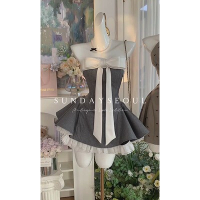 纯欲抹胸收腰蝴蝶结抹胸连衣裙