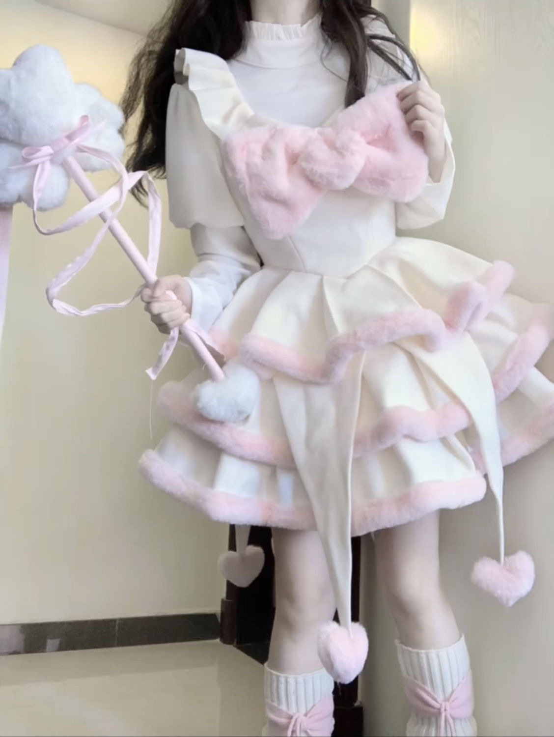 法式甜美洛丽塔可爱少女泡泡袖上衣女秋冬季蝴蝶结收腰吊带蛋糕裙,女装/女士精品,时尚套装,淘宝优惠券,粉丝福利购,淘宝优惠卷