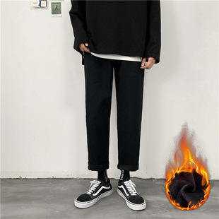 潮牌宽松加绒加厚哈伦长裤 秋冬款 裤 男潮流百搭ins工装 直筒休闲裤