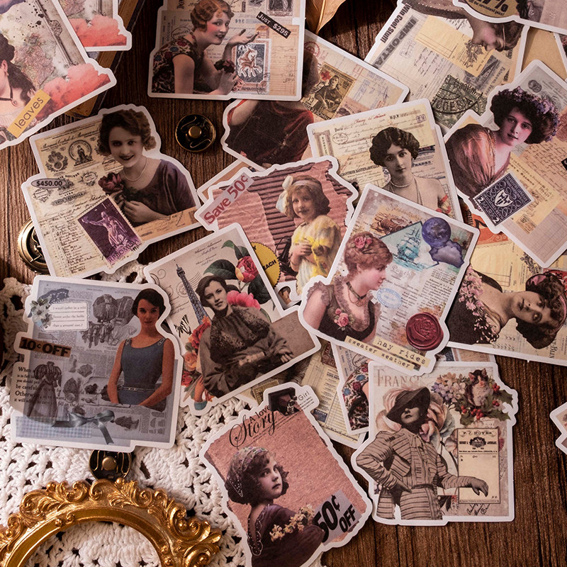 不被定义人物写真和纸岁月旅途手帐素材复古杂志风拼贴画贴纸包