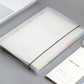 简约无印A4活页夹PP磨砂透明外壳记事手帐本子标准4孔绑带笔记本