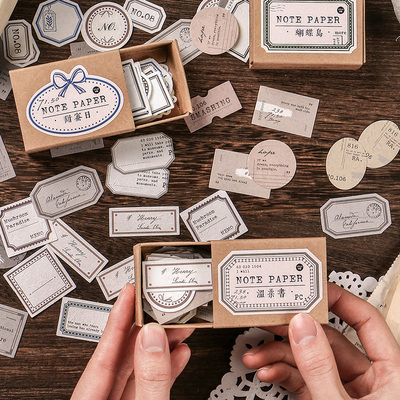 迷你标签盒装便签纸复古边框个性