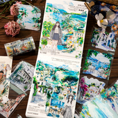 世界 饰文具贴画 边角超长循环胶带模切贴纸手账拼贴背景打底装