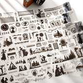 轮廓幻影模切PET胶带复古剪影拼贴手帐装 饰基础素材场景diy贴画