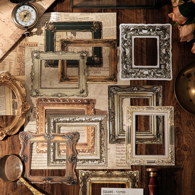 欧式古典装帧镂空复古拼贴卡贴纸巴洛克风相边框手帐diy拼贴素材