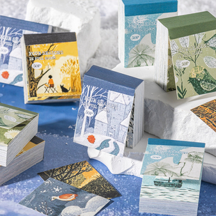 四季烂漫素材贴纸本轻复古手绘质感手账装饰贴画素材背景打底拼贴