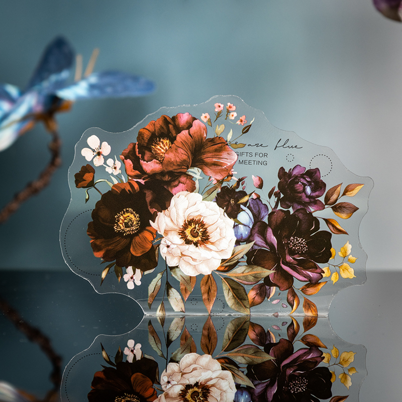 暮色花海花卉英文PET贴纸