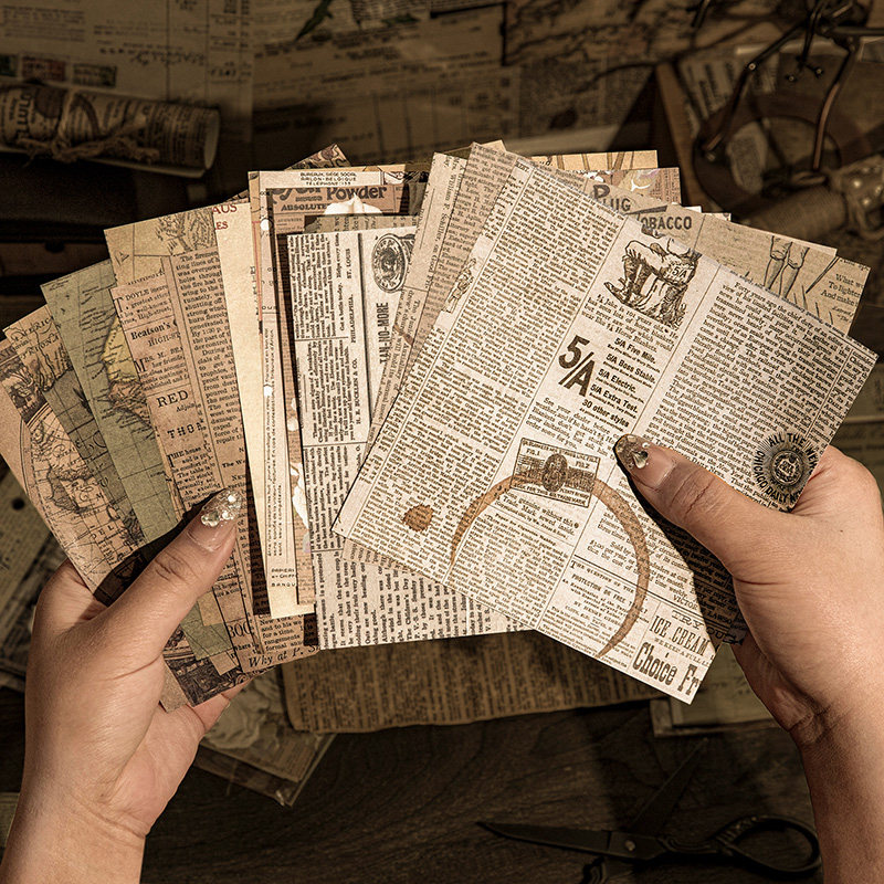 复古中世纪素材纸ins英文旧报纸花园蝴蝶无粘性文艺手账打底背景