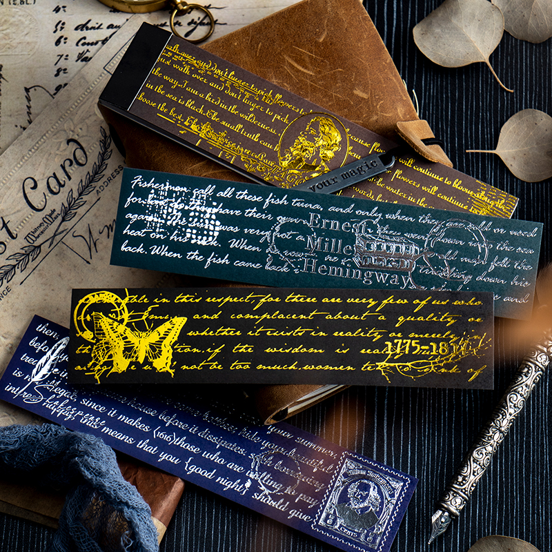 大文豪金句摘录贴纸本经典文字手账日记装饰ins风烫金银素材拼贴