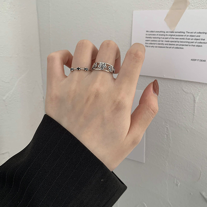 复古玫瑰花好运戒指女学生党