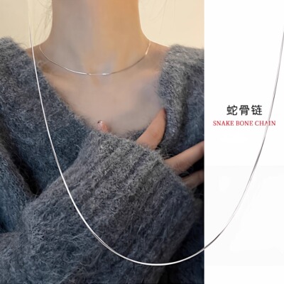 999纯银项链女款细链素极锁骨链简约风饰品蛇骨链2025新款男配饰