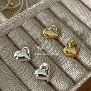 银针耳钉新款 小众耳环耳饰女高级感小众设计爱心金色耳扣 2025爆款