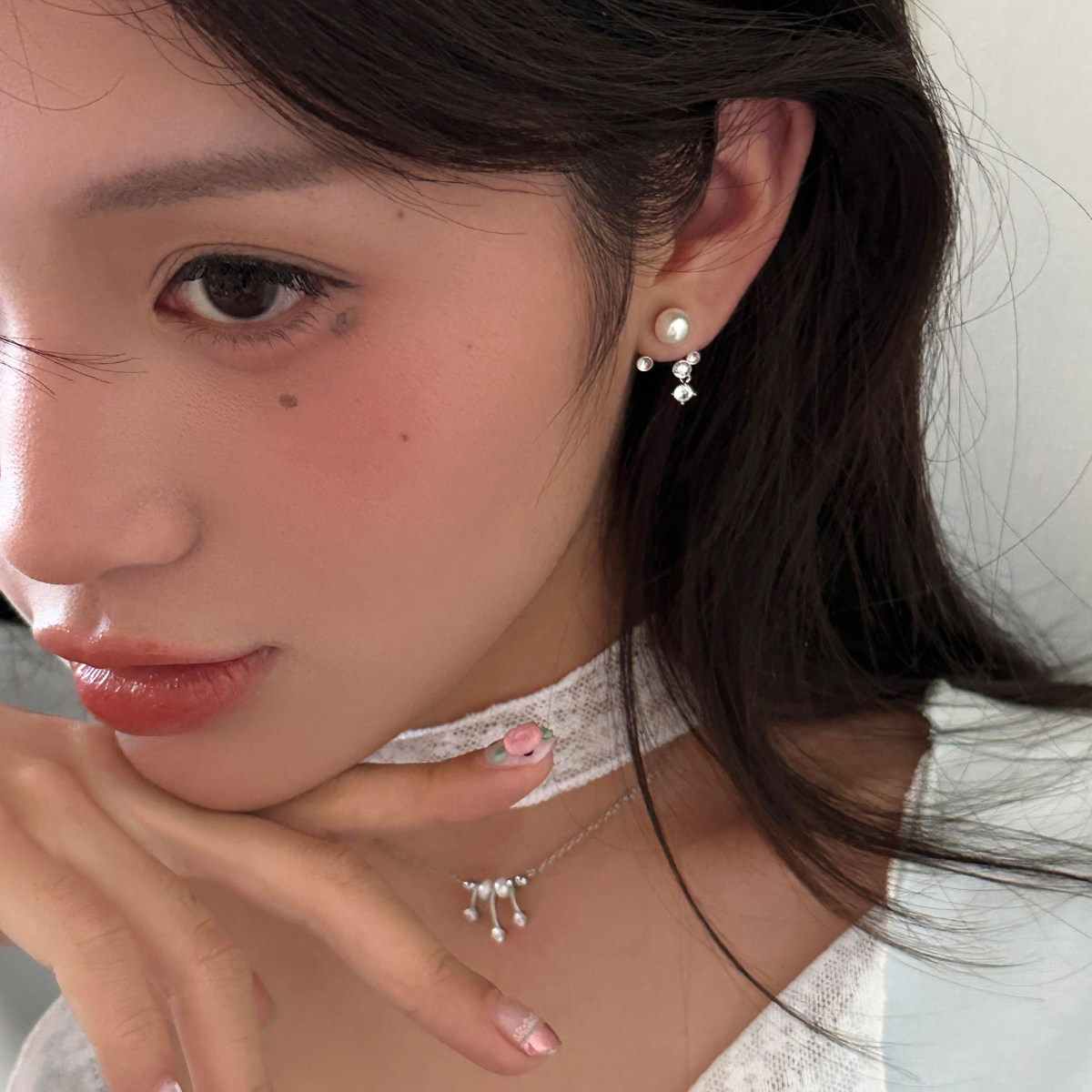 珍珠耳钉锆石爆闪2026新款爆款高级感冷淡系耳饰女高级感耳环耳饰